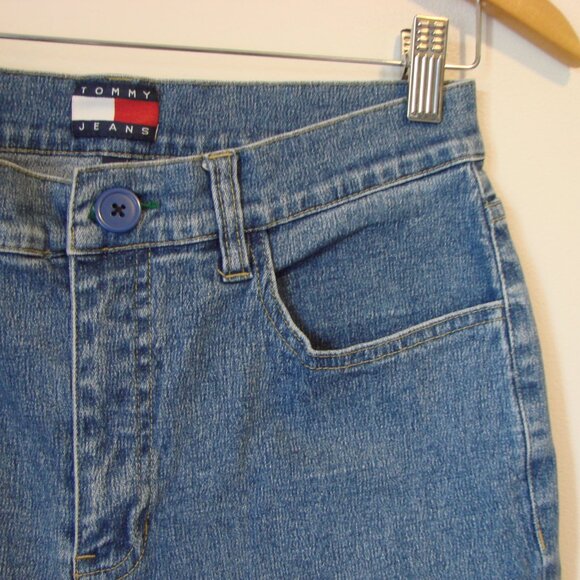 Vintage 90s Tommy Hilfiger Tommy Jeans High Waist Straight Relaxed Fit 7 or 29 - Picture 5 of 13